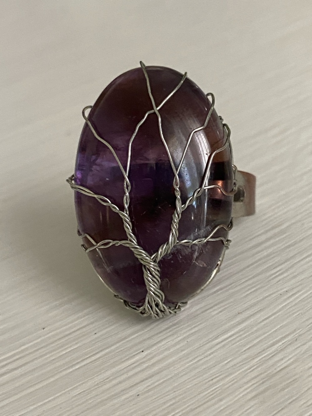 Amethyst Tree of Life Wire Wrapped Statement Ring